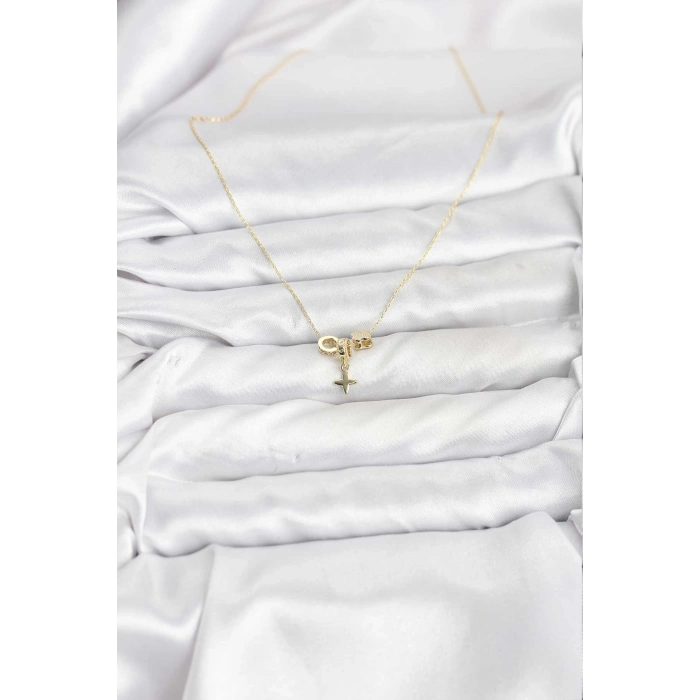 Erb Gold Renk Pirinç Minimal Charmlı Kadın Kolye