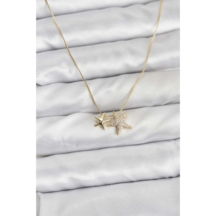 Erb Gold Renk Pirinç Minimal Yıldız Model Kadın Kolye