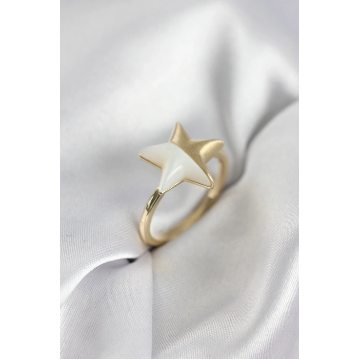 Erb Gold Renk Sedefli Yıldız Model Kadın Yüzük