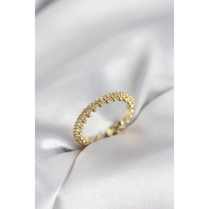 Erb Gold Renk Sıralı Zirkon Taşlı Model Kadın Yüzük