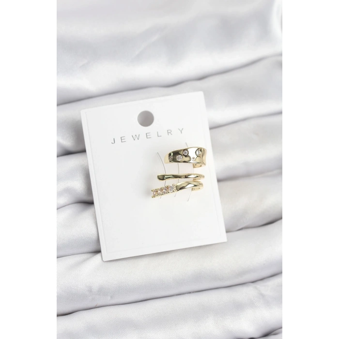 Erb Gold Renk Zirkon Taşlı Pirinç Kıkırdak Küpe