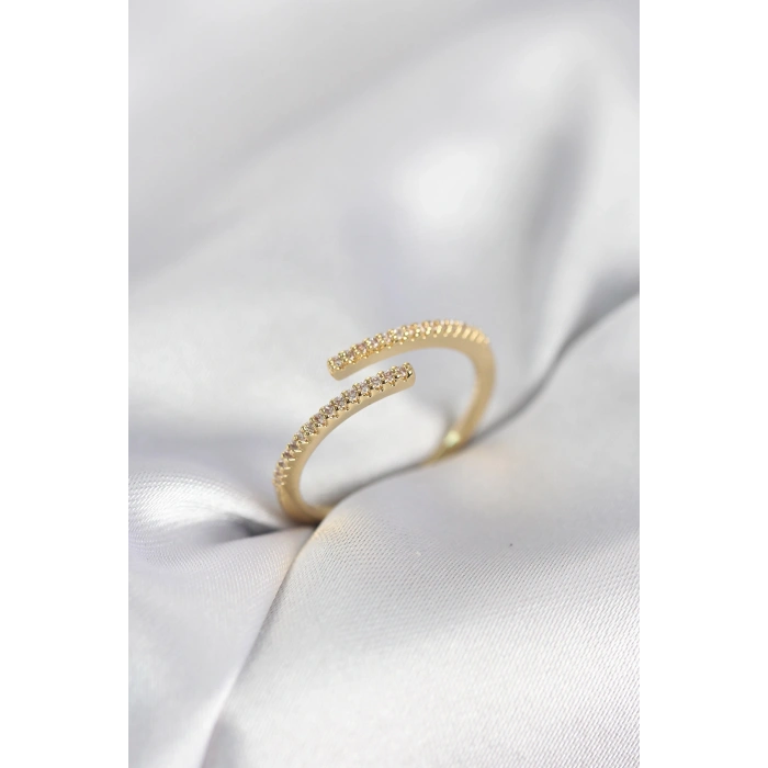 Erb Gold Renk Zirkon Taşlı Yılan Tarz Kadın Yüzük