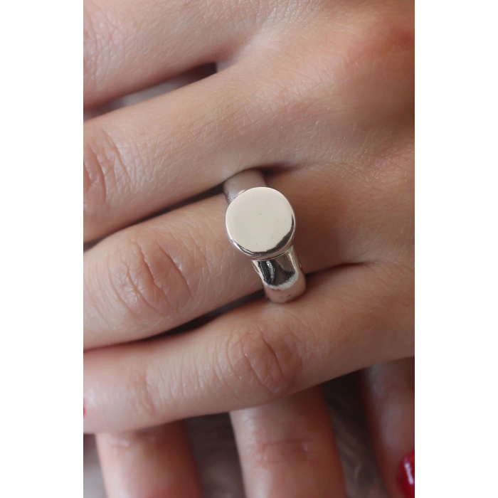 Erb Gümüş Renk Daire Model Kadın Yüzük