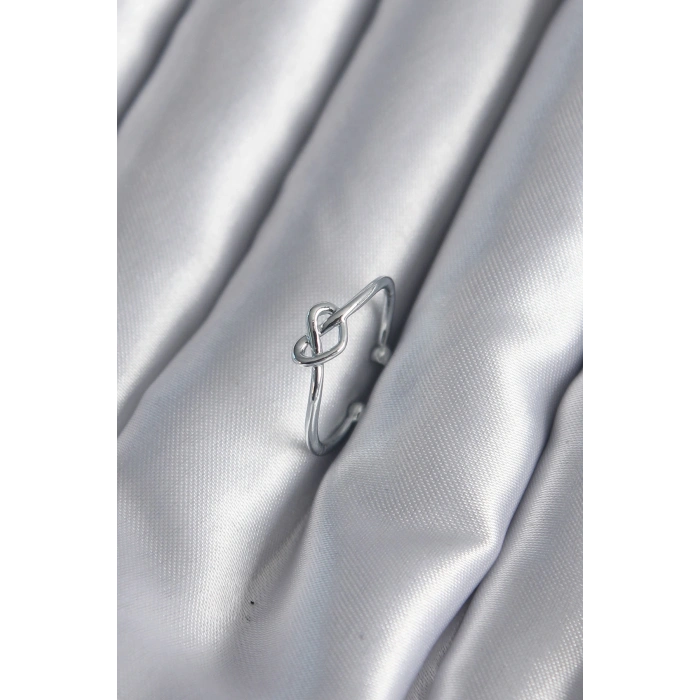 Erb Gümüş Renk Düğüm Kalp Model Kadın Yüzük