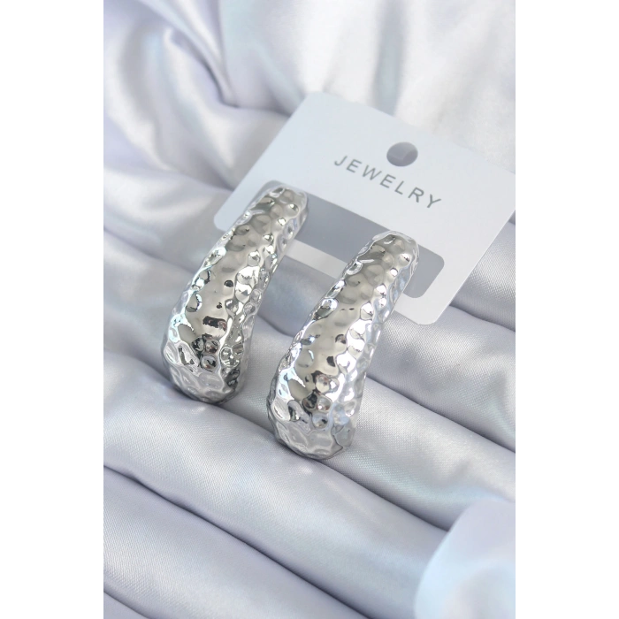 Erb Gümüş Renk İşleme Detay Pirinç Kadın Küpe