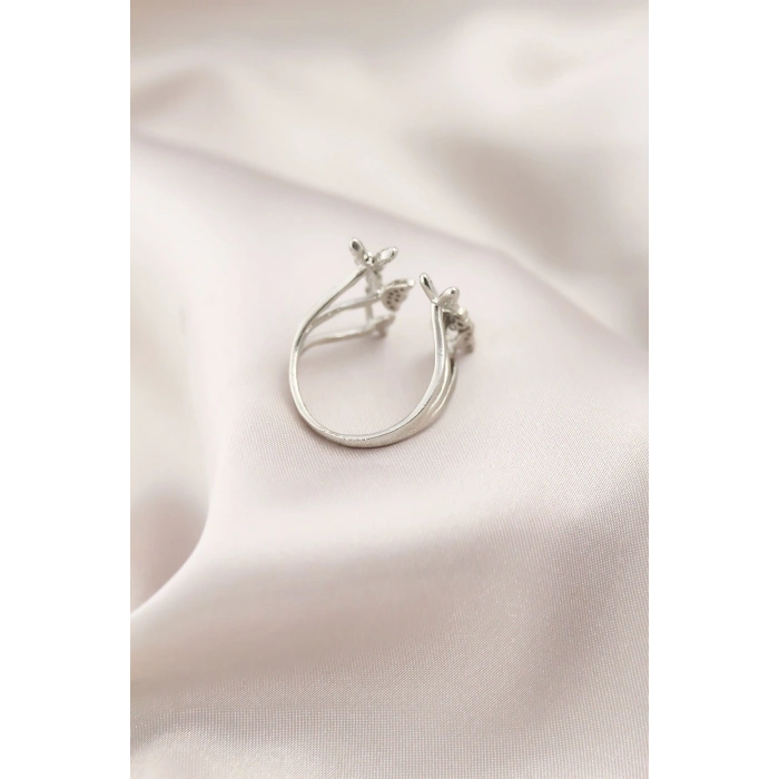 Erb Gümüş Renk Metal Kelebek Model Kadın Yüzük