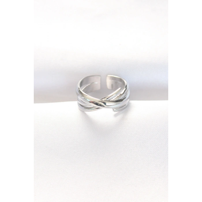 Erb Kalın Silver Renk Ayarlanabilir Yüzük