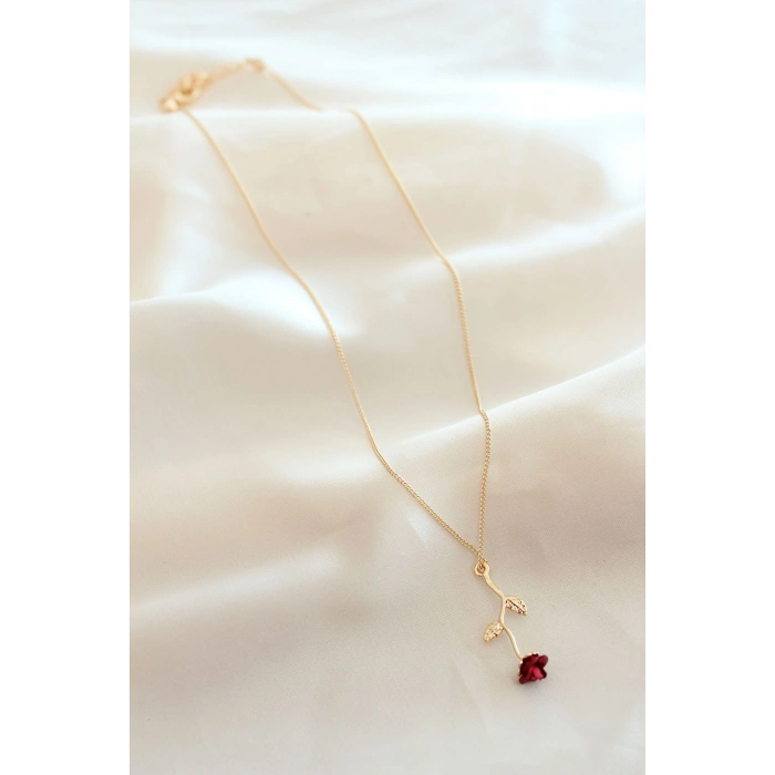 Erb Kırmızı Gül Figürlü Kolye