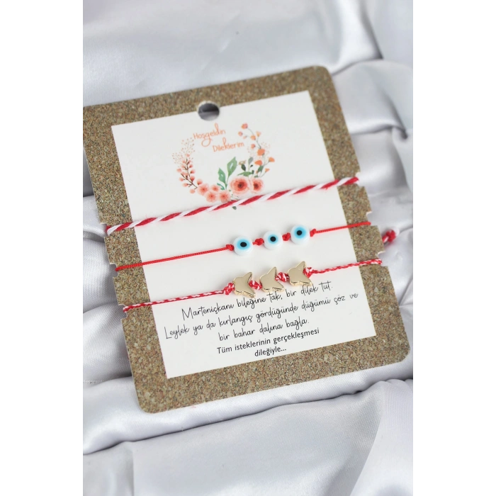 Erb Marteniçka Bileklik 3'lü Kelebek Ve Nazar Boncuklu Model