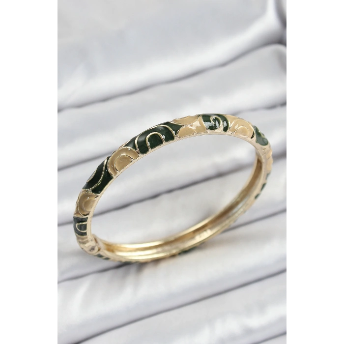 Erb Mineli Pirinç Siyah Ve Kahverengi Motifli Kadın Kelepçe