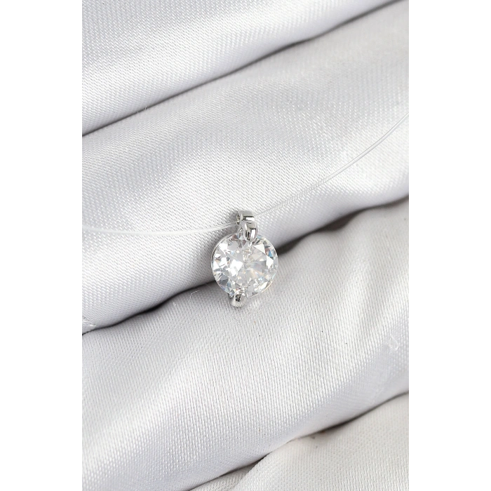 Erb Misineli Zirkon Taşlı Model Gümüş Renk Hayalet Kolye