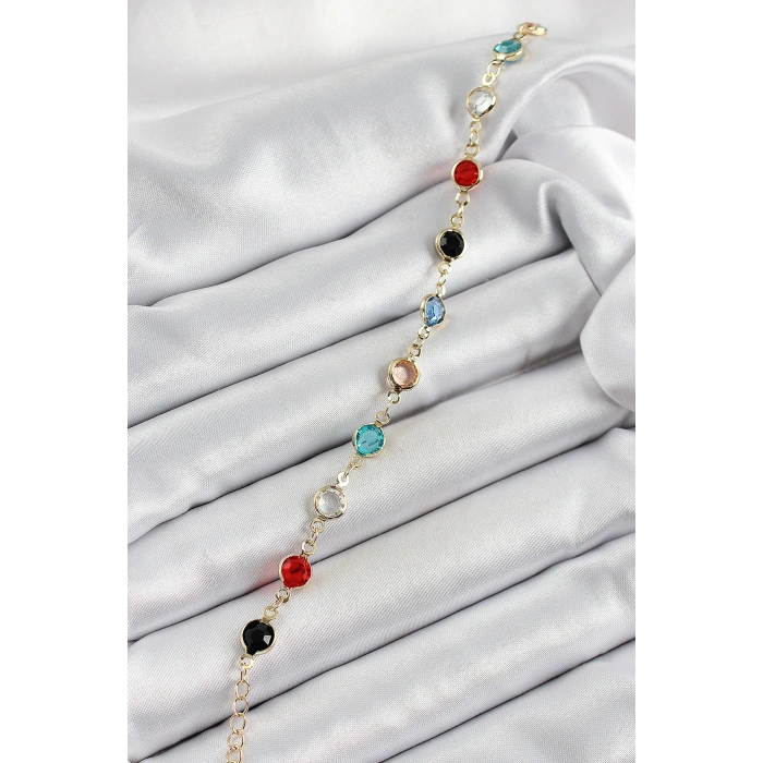 Erb Pirinç Asorti Model Gold Renk Zirkon Taşlı Kadın Bileklik