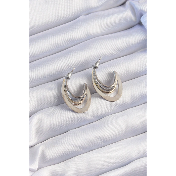 Erb Pirinç Gold Gümüş Renkli Düz Plaka Halka Küpe