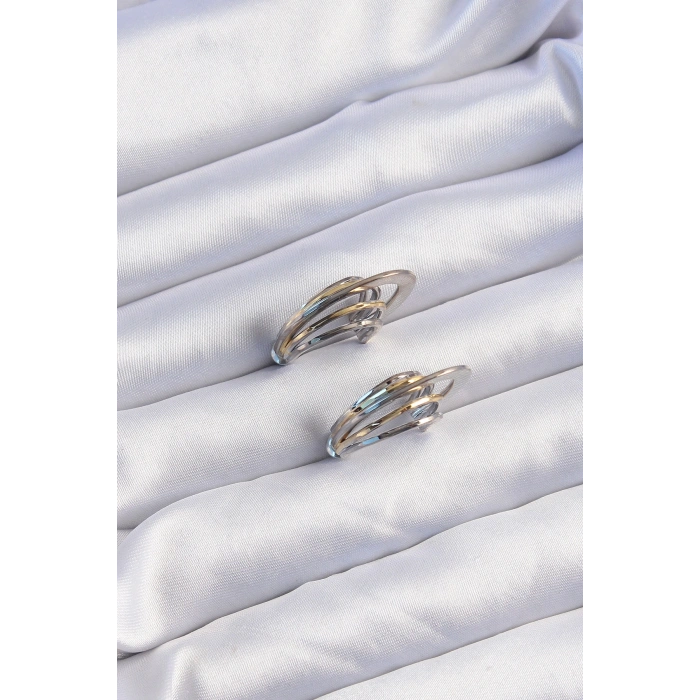 Erb Pirinç Gold Gümüş Renkli Düz Plaka Halka Küpe