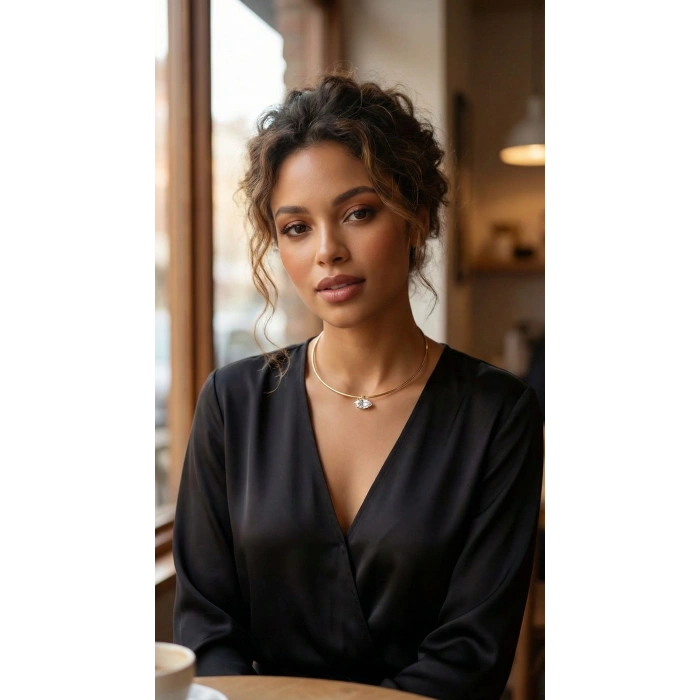 Erb Pirinç Gold Renk Choker Model Zirkon Taşlı Kadın Kolye