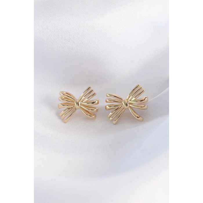 Erb Pirinç Gold Renk Fiyonk Küpe