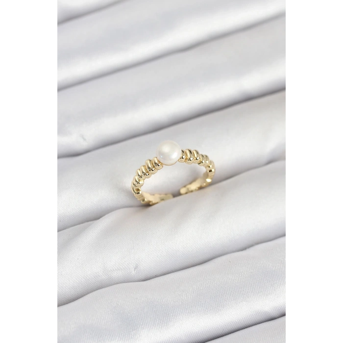 Erb Pirinç Gold Renk Göbek İnci Model Kadın Yüzük