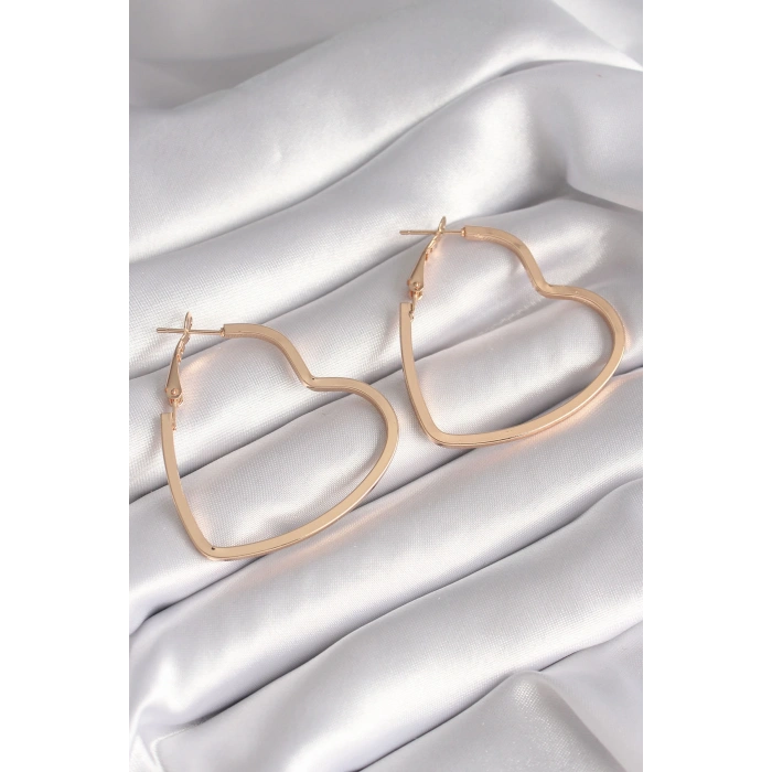 Erb Pirinç Gold Renk Kalp Model Kadın Küpe