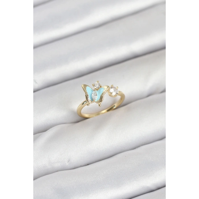 Erb Pirinç Gold Renk Kelebek Model Kadın Yüzük