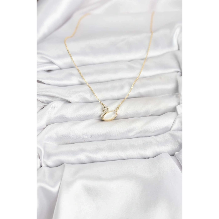 Erb Pirinç Gold Renk Kuğu Model Kadın Kolye