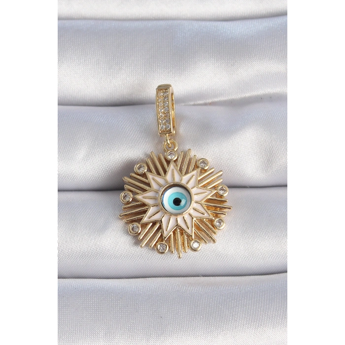 Erb Pirinç Gold Renk Nazar Boncuklu Saçaklı Yıldız Figür Ajda Charm