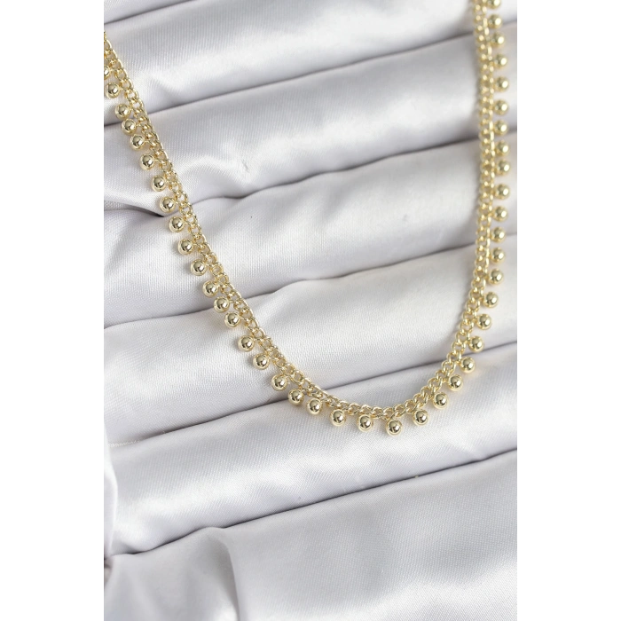 Erb Pirinç Gold Renk Sıralı Topçuk Model Kadın Kolye