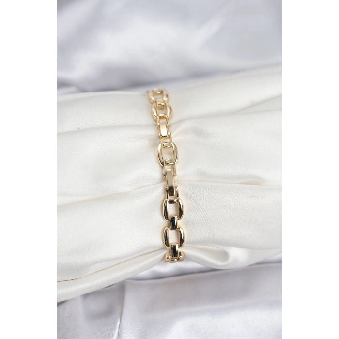 Erb Pirinç Gold Renk VIP Seri Zincir Model Zirkon Taşlı Kadın Bileklik