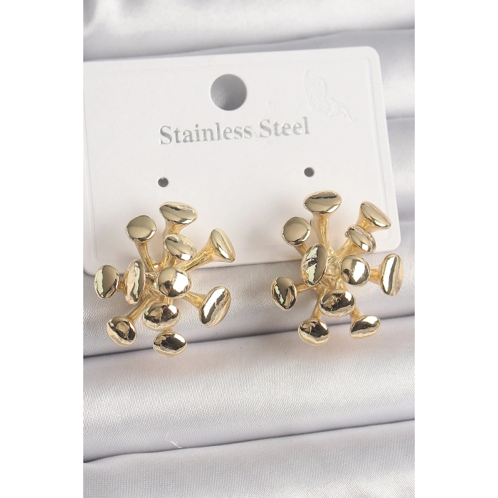 Erb Pirinç Gold Renk Virüs Figür Model Kadın Küpe