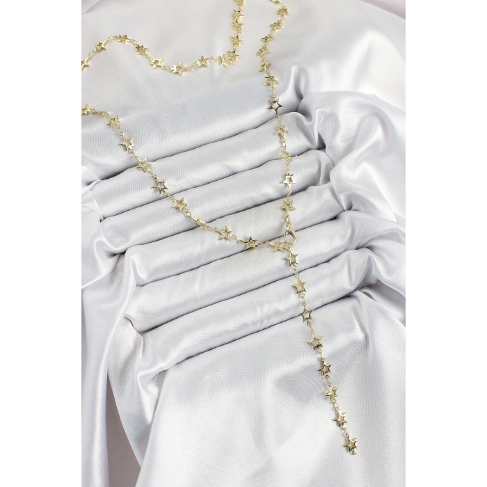 Erb Pirinç Gold Renk Yıldızlı Kadın Y Kolye