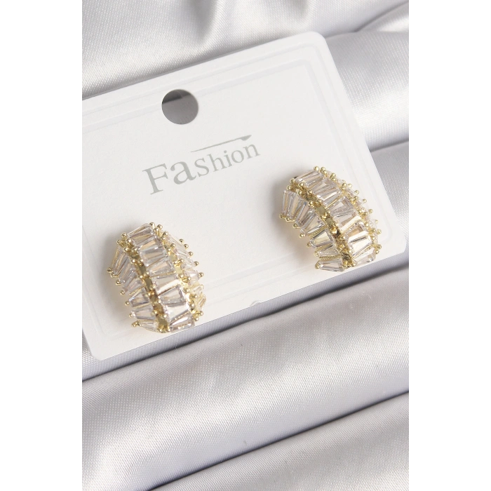 Erb Pirinç Gold Renk Zirkon Taşlı Kaplumbağa Kabuğu Model Kadın Küpe