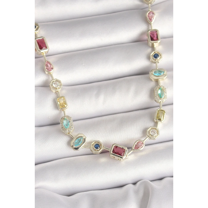 Erb Pirinç Gold Renk Zirkon Taşlı VIP Seri Kadın Kolye