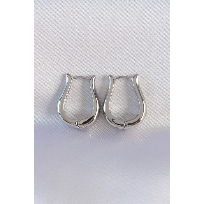 Erb Pirinç Gümüş Renk İçi Boş Gül Küpe