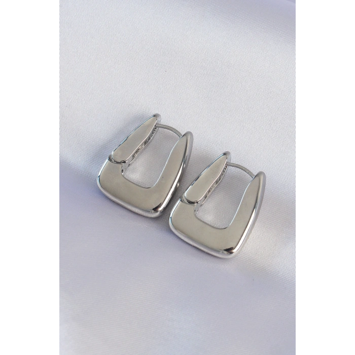 Erb Pirinç Gümüş Renk Kalın Küpe