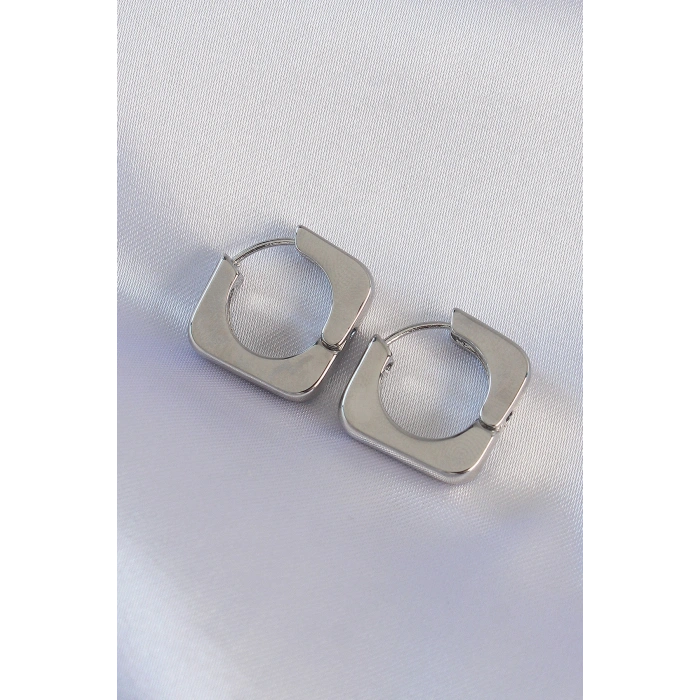 Erb Pirinç Gümüş Renk Kare Küpe