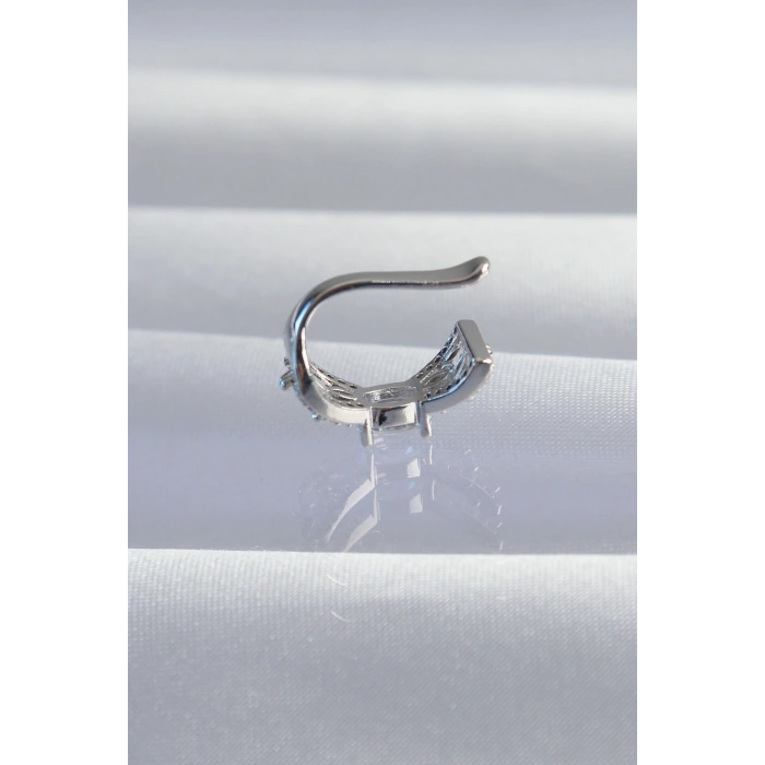 Erb Pirinç Gümüş Renk Zirkon Taş Kaplama Earcuff Küpe