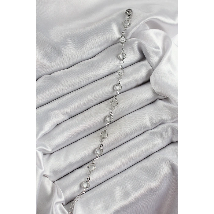 Erb Pirinç Gümüş Renk Zirkon Taşlı Bileklik