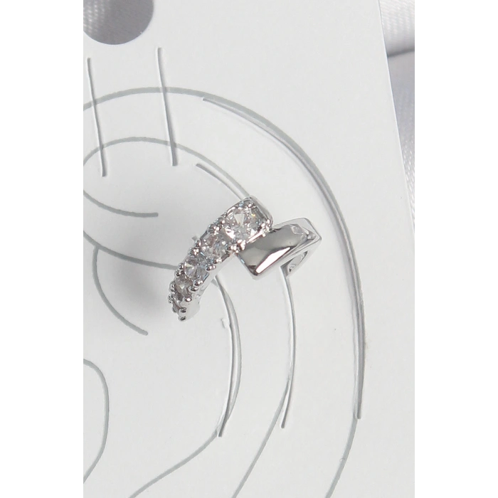 Erb Pirinç Gümüş Renk Zirkon Taşlı Kadın Kıkırdak Küpe