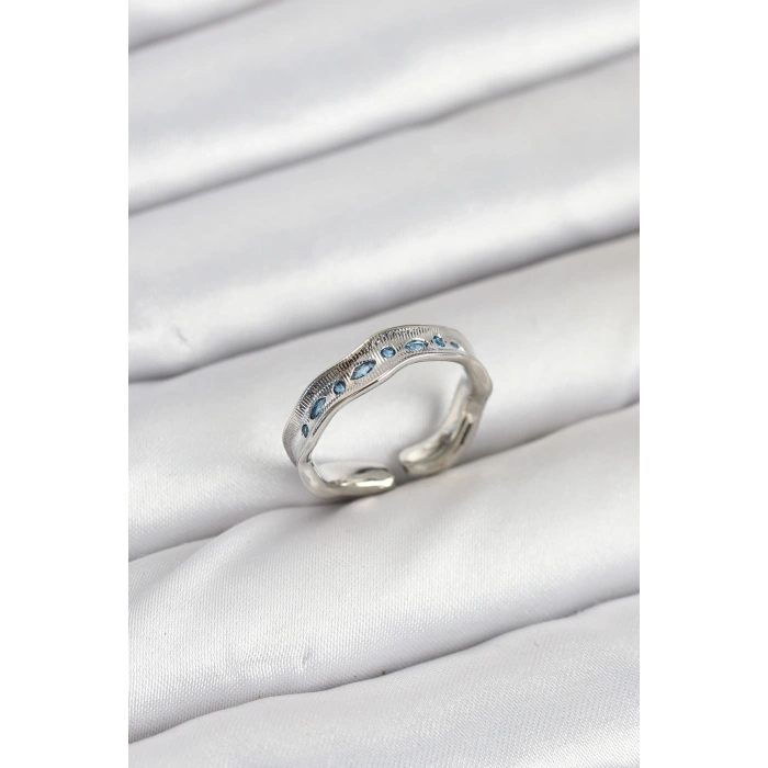 Erb Pirinç Gümüş Renk Zirkon Taşlı Vintage Kadın Yüzük