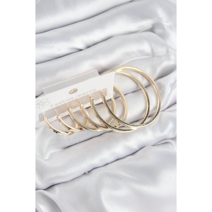 Erb Pirinç Halka Model Gold Renk Kadın Set Küpe