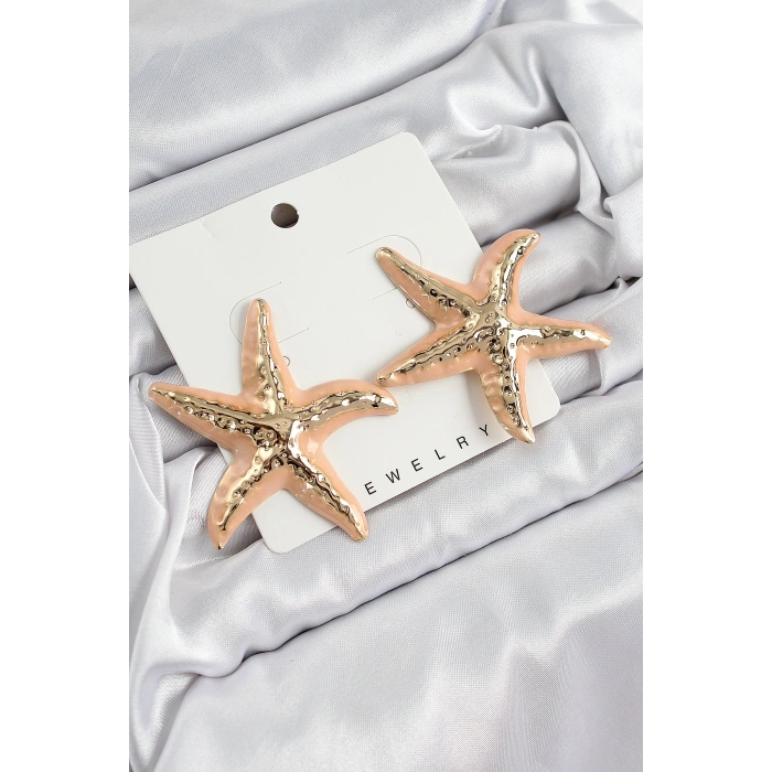 Erb Pirinç Krem Deniz Yıldızı Model Vintage Kadın Küpe