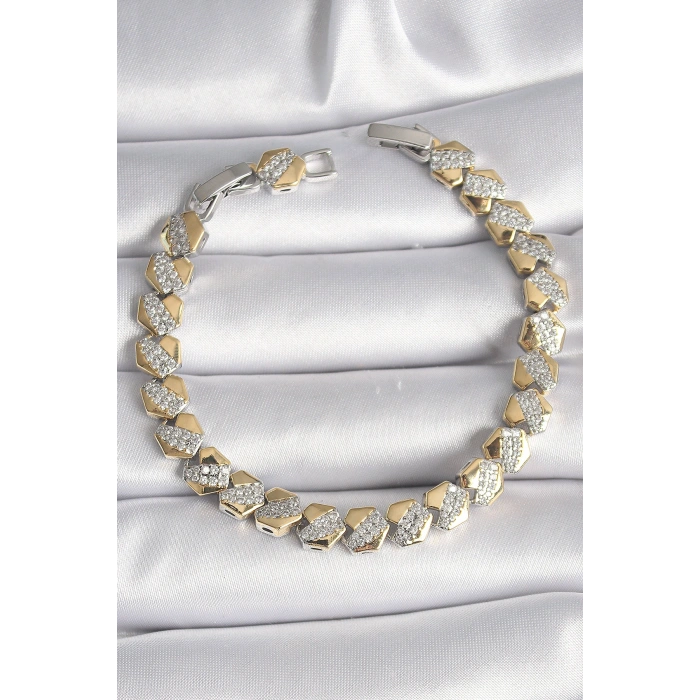 Erb Pirinç Mix Renk Kalp Model Zirkon Taşlı VIP Seri Kadın Bileklik