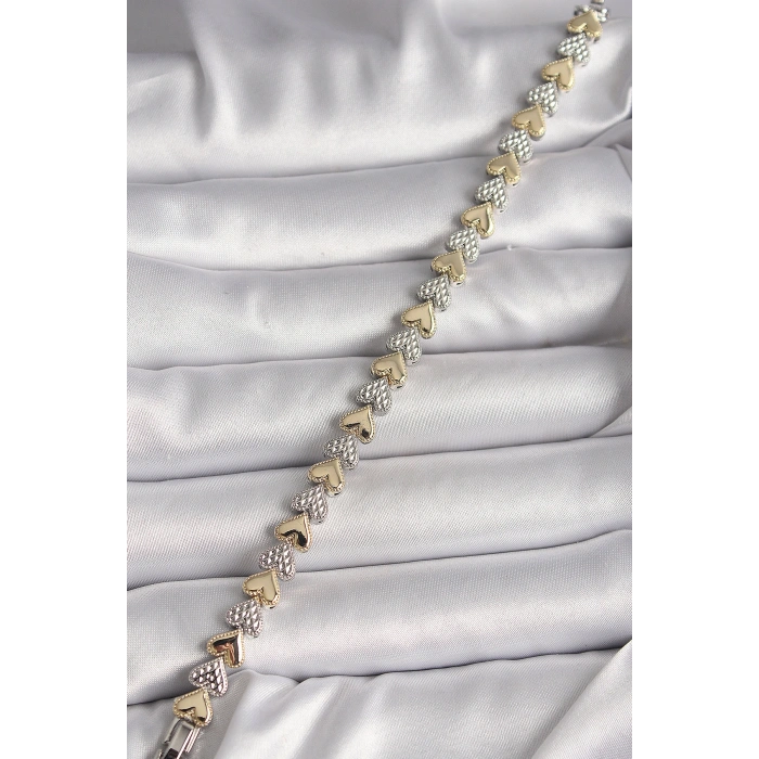 Erb Pirinç Mix Renk Zirkon Taşlı Kalp Model VIP Seri Kadın Bileklik