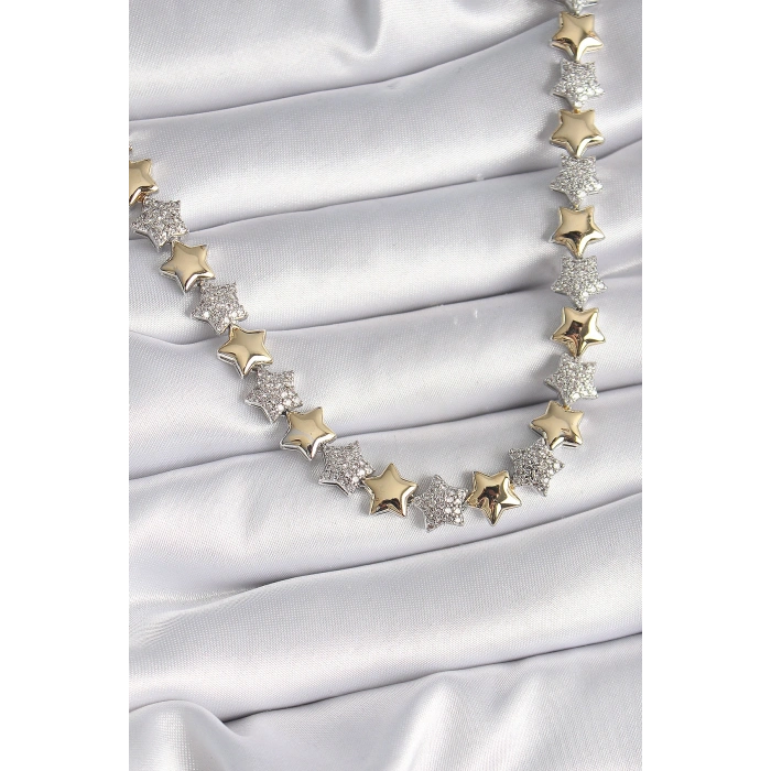 Erb Pirinç Mix Renk Zirkon Taşlı Yıldız Model VIP Exclusive Seri Kadın Kolye