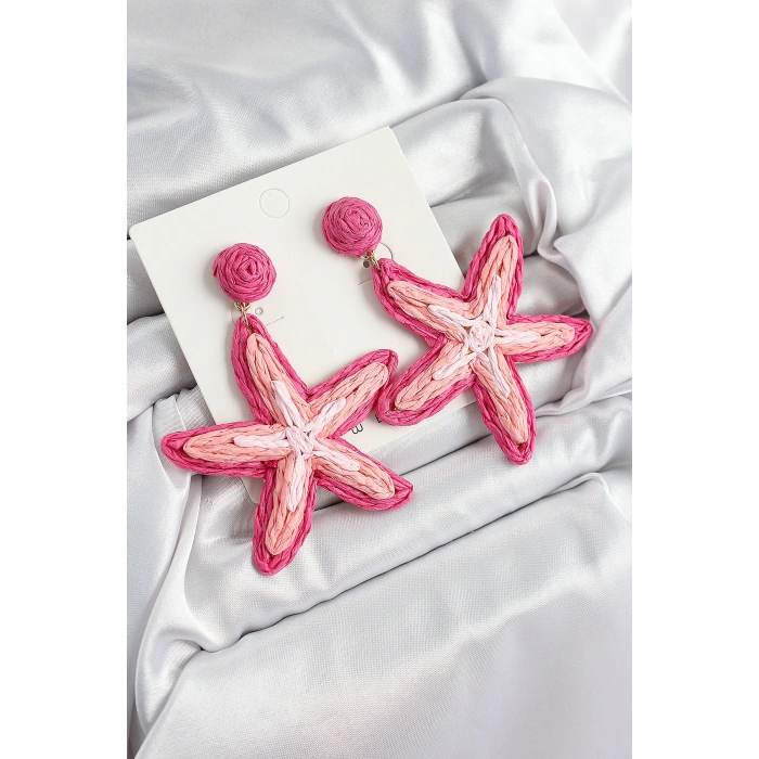 Erb Pirinç Pembe Deniz Yıldızı Model Gold Renk Kadın Hasır Küpe