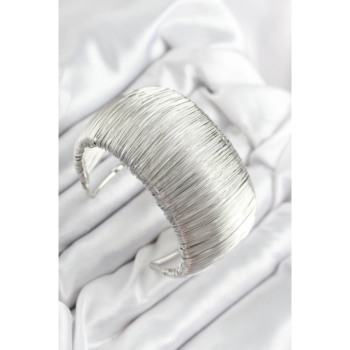 Erb Pirinç Tel Sarma Model Gümüş Renk Kadın Bileklilk