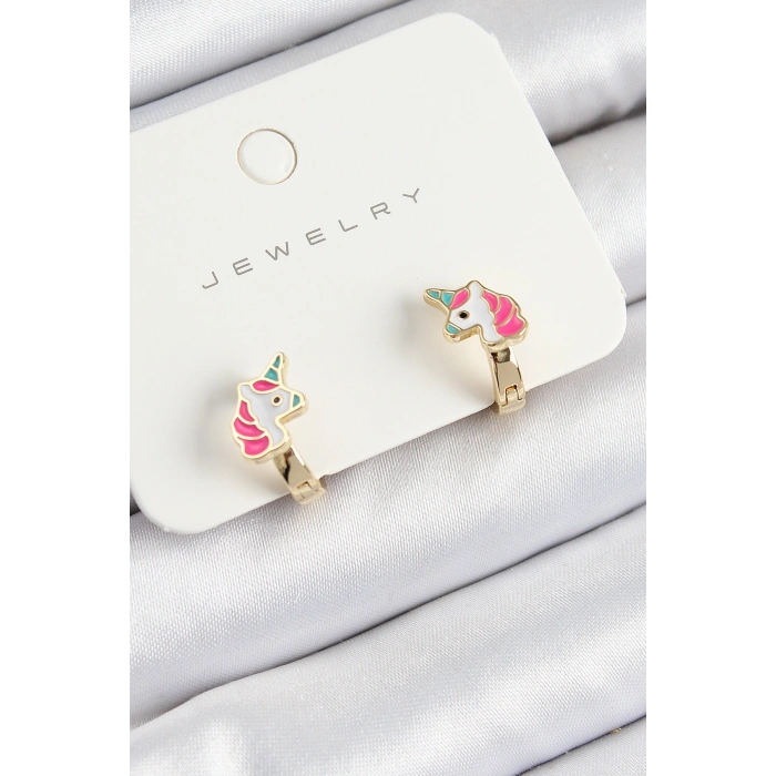 Erb Pirinç Unıcorn Model Gold Renk Çocuk Küpe