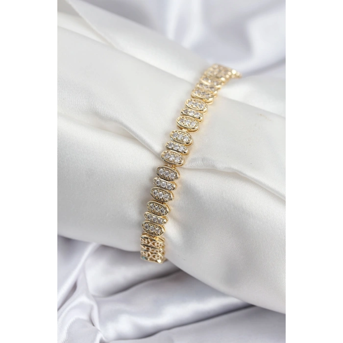 Erb Pirinç VIP Seri Gold Renk Oval Sıralı Kadın Bileklik
