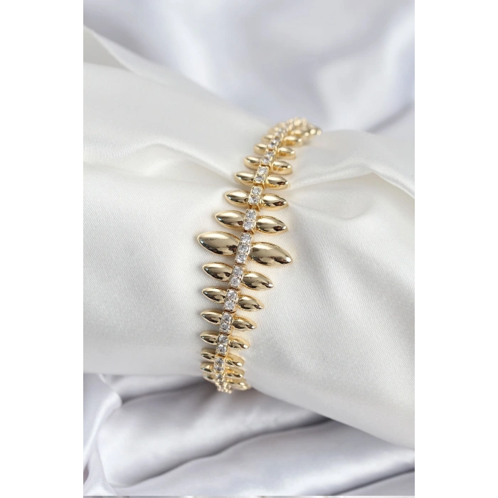 Erb Pirinç VIP Seri Gold Renk Sıralı Damla Model Kadın Bileklik