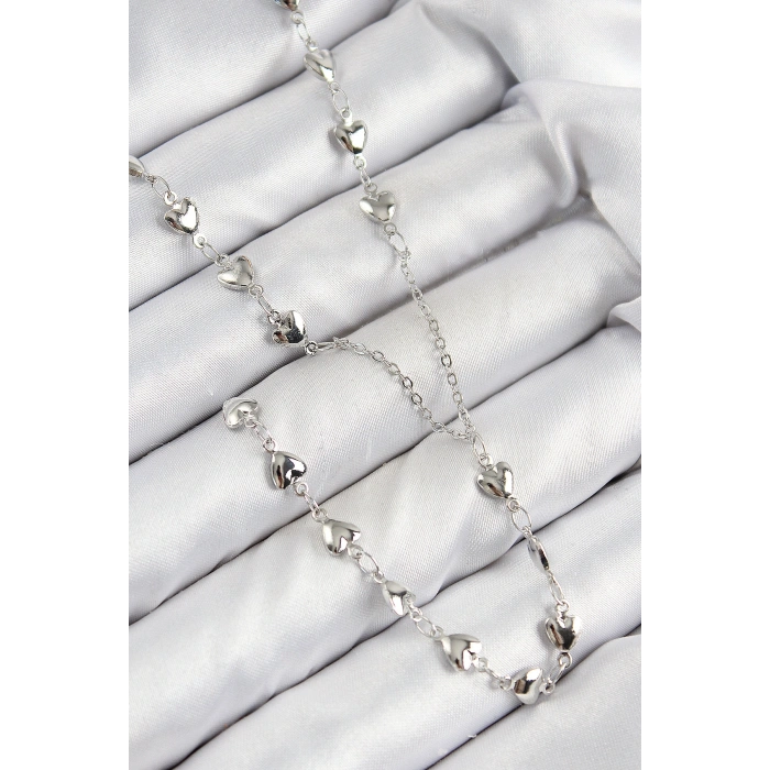 Erb Pirinç Zirkon Taşlı Kalp Model Gümüş Renk Y Kolye