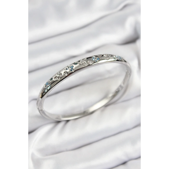 Erb Pirinç Zirkon Taşlı Kelebek Model Gümüş Renk Kadın Kelepçe